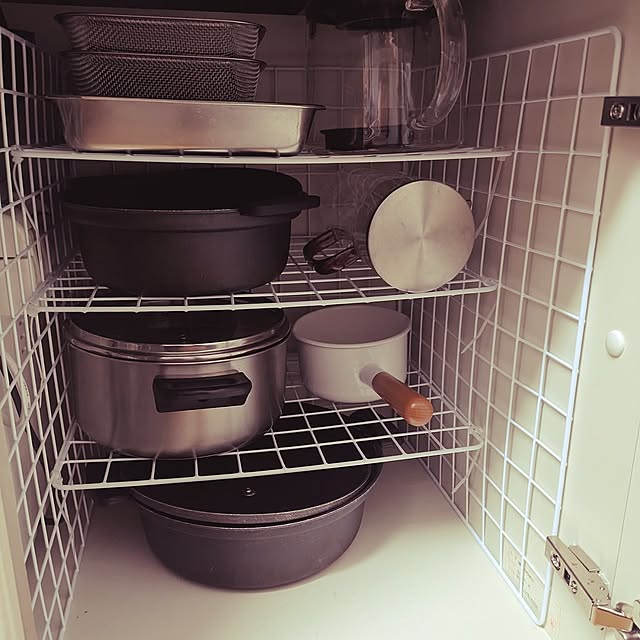 Kitchen,ワイヤーネット,ワイヤーネットDIY,鍋 収納,セリア,100均,ダイソー araigumaの部屋
