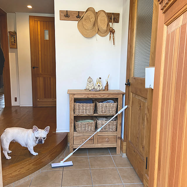 Entrance,棚リメイク,玄関ディスプレイ,aisen,ナチュラルインテリア,暮らしの道具,珪藻土の壁,犬のいる暮らし,アンティークのある暮らし,海南市,海南ブランド,海南の家庭用品,フレンチブルドッグ,しろくま貯金箱 yumiの部屋