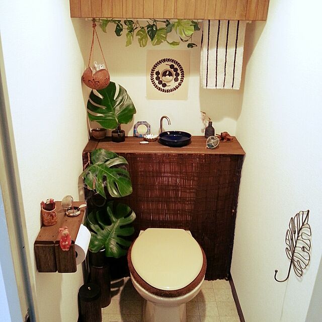 Bathroom,DIY,手作り,観葉植物,セリア,すのこ,賃貸,すだれ nyan333の部屋