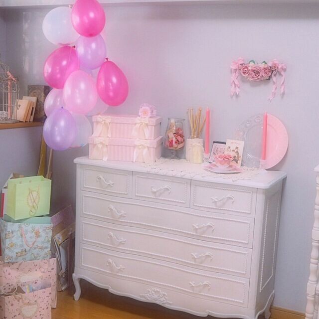 My Shelf,ゆめかわいい,Pink,ハンドメイド,一人暮らし,手作り,ピンク,ガーリー,賃貸,白家具 qnqnの部屋