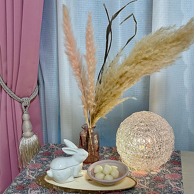 ムーンライト,お月見ディスプレイ,手作り月見団子,ピンクのパンパスグラス,いつもいいねやコメありがとうございます♡,My Shelf,ウィリアムモリスのペーパー 2.11maririnの部屋