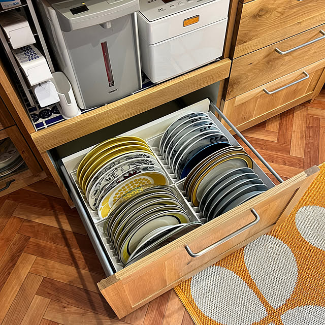 スンヌンタイ,ブラックパラティッシ,ティーマ,北欧皿,シャワーカーテン,IKEA×marimekko,食器棚,大皿収納,引き出し収納,家事時短,北欧インテリア,イベント参加,北欧風,北欧,Overview maric323の部屋