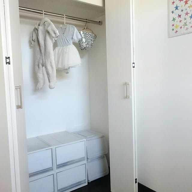 Bedroom,子供部屋,クローゼット,クローゼット収納,女の子部屋,無印良品,ニトリ,衣装ケース yukiの部屋