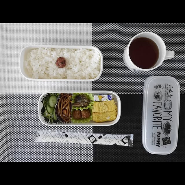 お弁当,１００円ショップ,セリア,ニトリのランチョンマット,モノトーン,白黒,おうちゴパン emibeiの部屋