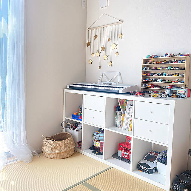 Overview,整理整頓,ウッドスター,キーボード,キッズスペース,絵本収納,おもちゃ収納,トミカ,収納,カラックス,IKEA,和室,買ってよかったもの smileの部屋