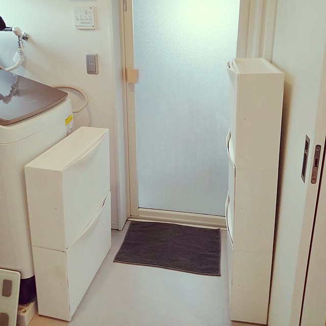 Bathroom,洗面スペース,物を置かない,生活感をなくしたい,IKEA,IKEA購入品,IKEA棚,IKEA 棚,シューズキャビネットを収納棚に,シューズキャビネット,バスルーム,バスルーム収納,狭い脱衣場,狭い洗面所,狭い洗面所&脱衣所,狭い洗面所の収納,狭い洗面所スッキリ収納,狭い洗面所対策,狭い洗面所や脱衣所の有効活用 kiyrumoの部屋