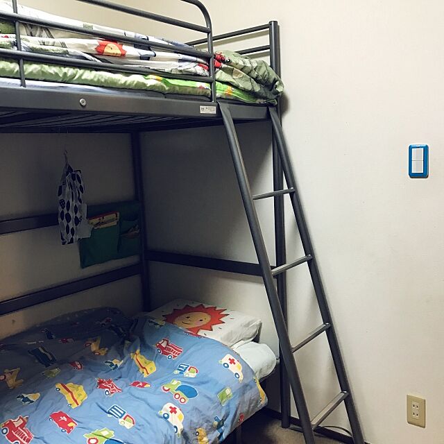 Bedroom,ロフトベッド,子供部屋,IKEA,ダイソー,100均,空中収納 Tirieの部屋