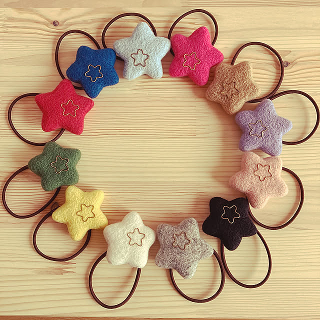 ヘアゴム,ハンドメイド記録,羊毛フェルト,My Desk tamakiの部屋