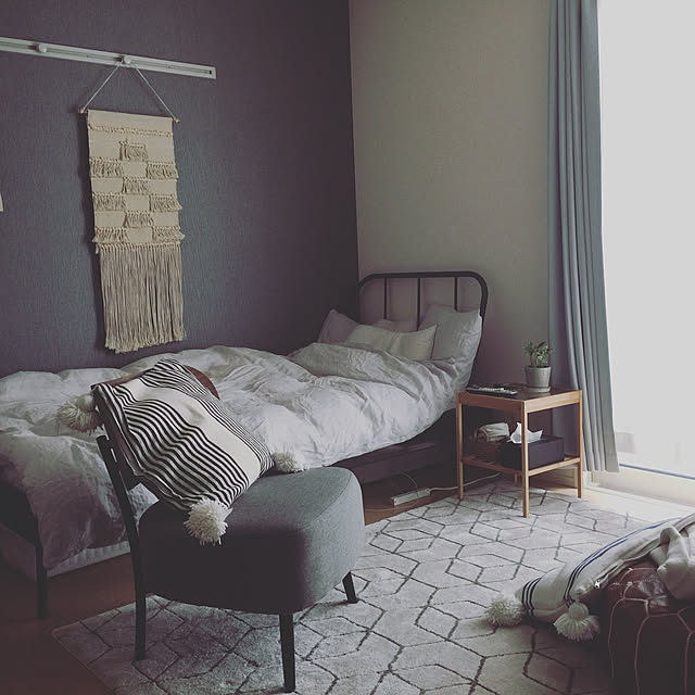 Overview,ニトリ,Boho Style,ziwina,一人暮らし,北欧,ホワイトインテリア,観葉植物,IKEA,ベッドサイドテーブル eyeroomの部屋