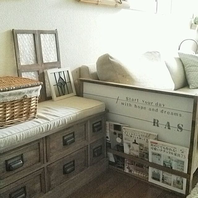 Lounge,くぅ爪とぎ防止マガジンラック,DIY,端材利用,ステンシル mikiの部屋