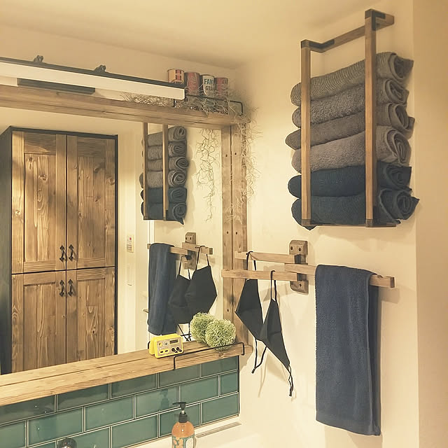 Bathroom,タオル収納,DIY,タオル掛け,マスクホルダー machidaの部屋