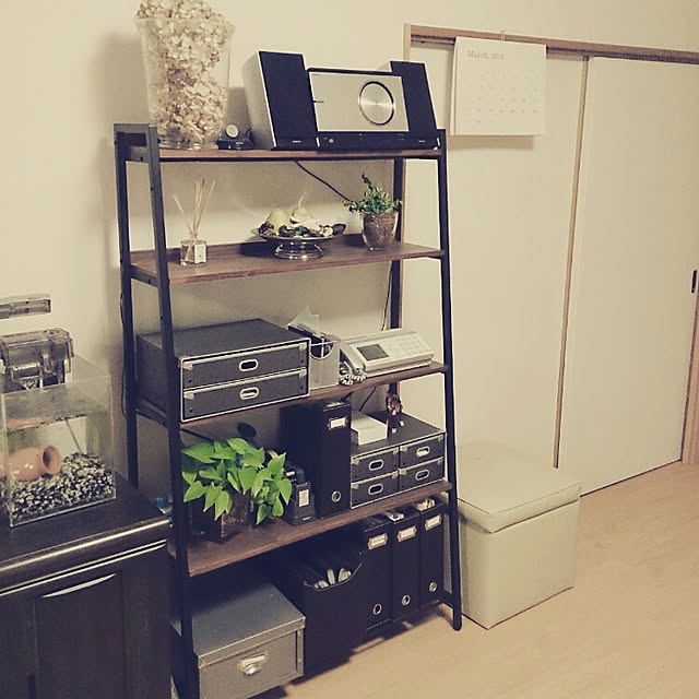 My Shelf,植物,二世帯同居,RC岩手支部,雑貨,インテリア,IKEA,ハイドロカルチャー,ポプリ,カレンダー 2015,無印良品のパルプボックス,ニトリの収納ボックス,電話,あじさいドライフラワー useimama83132513の部屋