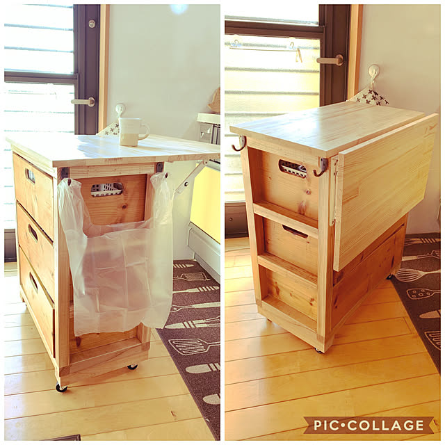 DIY リメイク,再利用,キッチンワゴンDIY,DIY,ワイン木箱,My Shelf,作業台,造作,ワゴンDIY misarikuの部屋