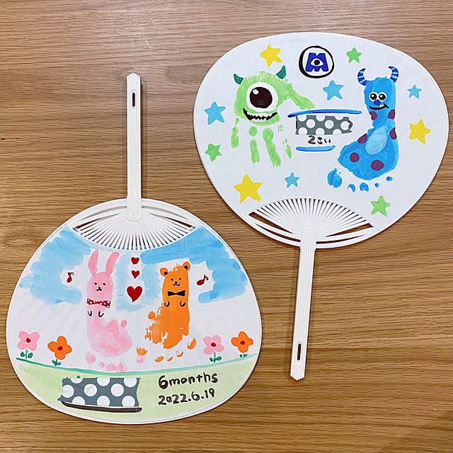 絵の具,手足型アート,うちわ,父の日のプレゼント,父の日,いつもいいねありがとうございます♡,RCの出会いに感謝♡,こどもと暮らす。,赤ちゃんのいる暮らし,男の子と暮らす,Bedroom,ダイソー miyaの部屋