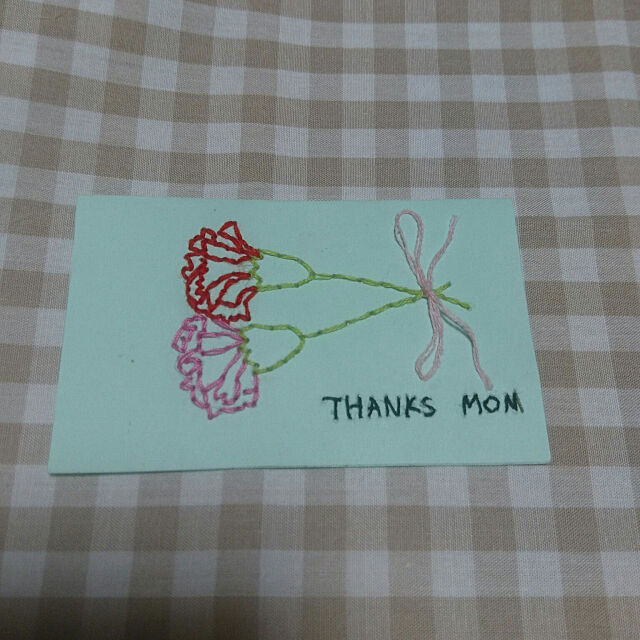 My Desk,母の日,紙刺繍,手作りカード,カーネーション,感謝を込めて ayaharuの部屋