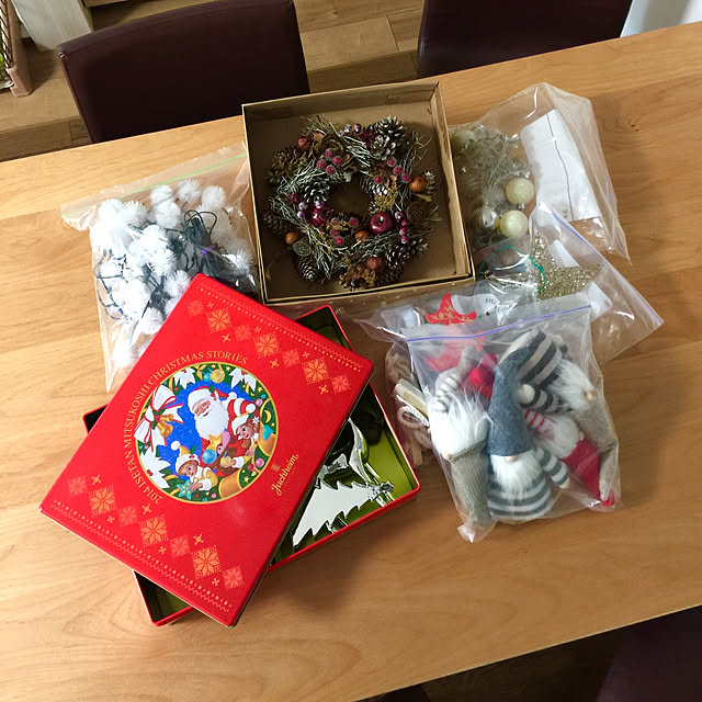 My Desk,お片付け,Xmas☆,ダイニングテーブル,無垢材 hanakoの部屋