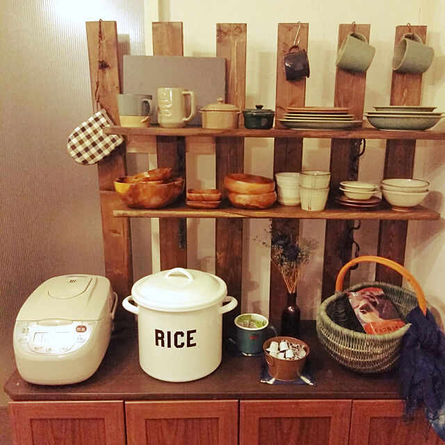 My Shelf,DIY食器棚,wood好き,お気に入りアイテム,炊飯器買い替えたい salyの部屋