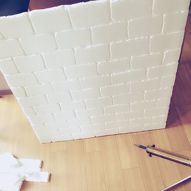 Entrance,DIY,玄関の壁,はんだごて,発泡スチロールのレンガ壁,発泡スチロールレンガ,ナチュラルインテリア mizutamaの部屋