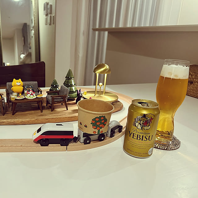 ヱビスビール,おうち時間,お酒が好き,家飲み,ビール,のらねこぐんだん,おうち回転寿司,おつまみ列車,IKEA,My Shelf kamuの部屋