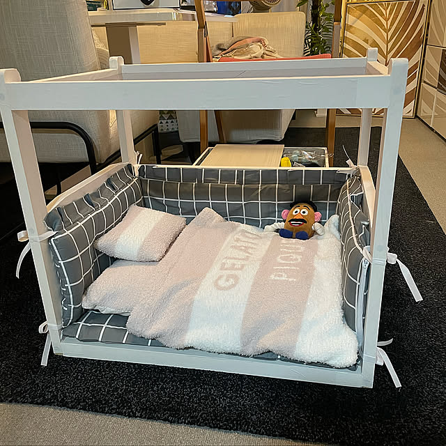 ペットベッド,マステリメイク,ジェラートピケ　CAT&DOG,ジェラートピケ,犬のベッド,愛用品,賃貸マンション,ホワイトインテリア,訪問、コメントが遅くてごめんなさい,白がすき♡,いつも見てくれてありがとうございます♡,RoomClipの出逢いに感謝♡,3LDKマンション,Lounge Emafuの部屋