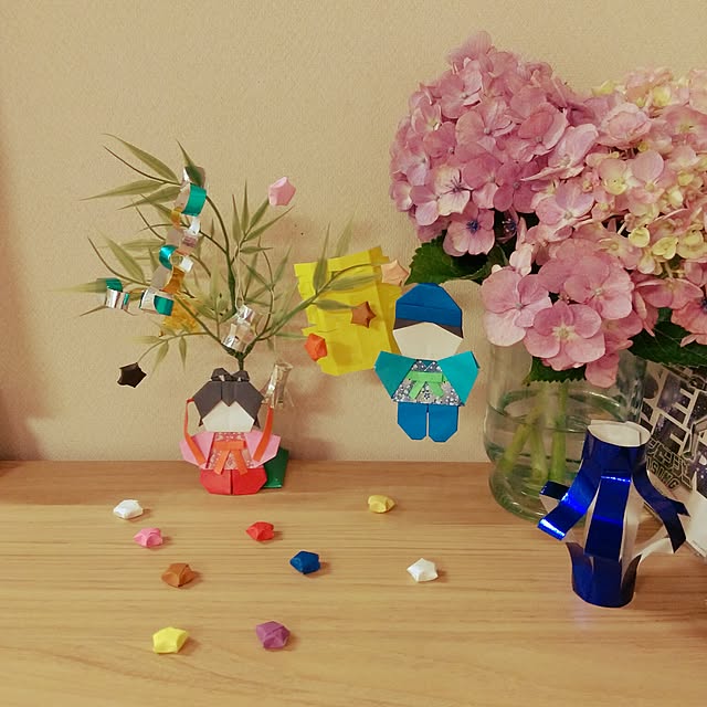 My Shelf,七夕,紫陽花,おりがみ,ラッキースター,いいねと、フォローの押し逃げすみません！ chiz3の部屋