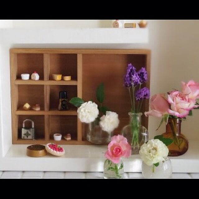 My Shelf,ミニバラ,小さいもの,セリアのトレー,庭のお花,植物,MR mooの部屋