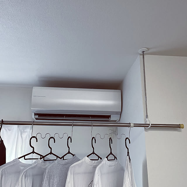 ハンガーホルダー,セリア,ホスクリーン 川口技研,ホスクリーン,エアコン前干し,偏り防止,100均,部屋干し,Lounge,リビング部屋干し R138の部屋