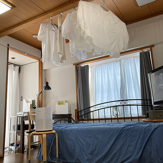 Overview,築古賃貸マンション,部屋干しアイデア,お家見直し,一人暮らし,写真2枚,突っ張り棒,室内干し,鴨居フック,結束バンドで固定,ひとり暮らし Redの部屋