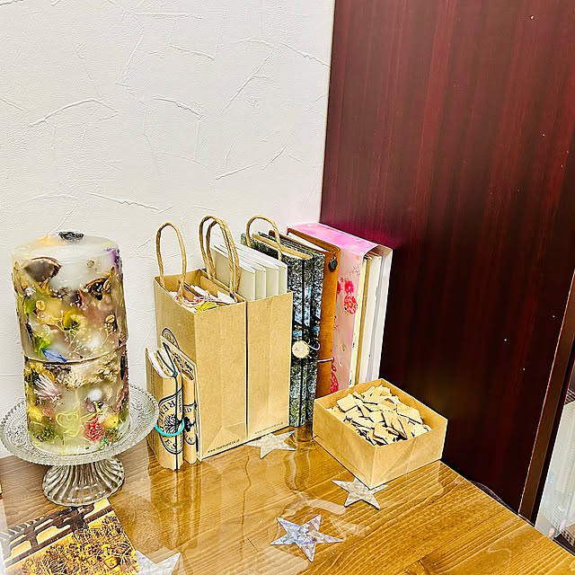My Desk,書き物好き,メモ魔,ノート収納,ノート,趣味のコーナー,趣味のある暮らし,趣味の時間,ヒバチップ,紙袋に入れてみた,紙袋収納,三十三間堂,手作りキャンドル,たんすの上,トラベラーズノート,好きなものに囲まれた暮らし Megumiの部屋