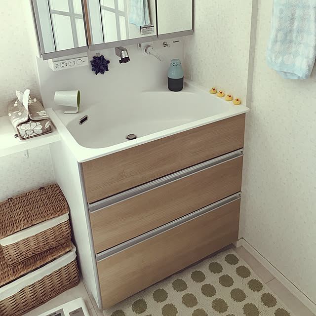 Bathroom,バスケット,アクリルたわし,ニトリ,ウツクシーズ,洗面台,パナソニック,カゴ cometの部屋