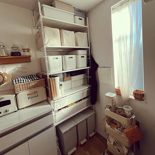 Kitchen,ソフトボックス,スチールユニットシェルフ,キッチン背面,キッチン収納,無印良品,建売住宅,狭小3階建,こどものいる暮らし,都内の小さな一戸建て,建売住宅でも快適生活,布収納,やわらかポリエチレンケース myurin.comの部屋