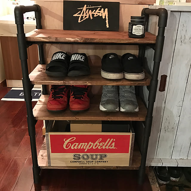 My Shelf,靴棚,スニーカー収納,塩ビパイプDIY,ステューシー,DIY ryoの部屋