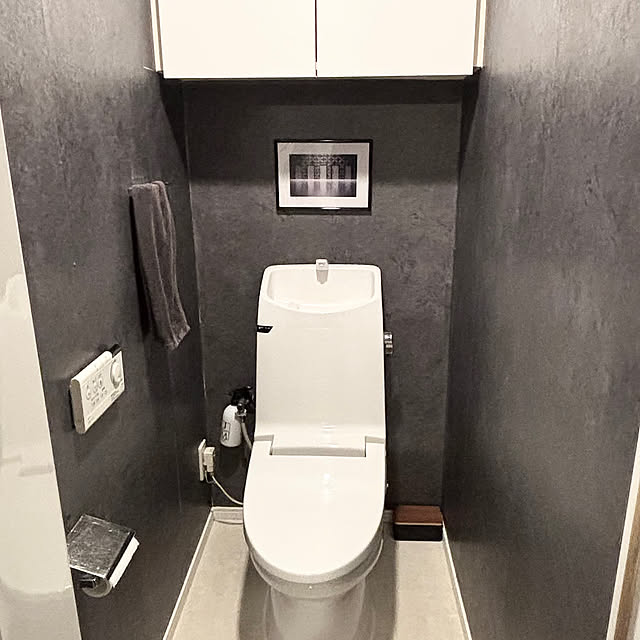 Bathroom,トイレのインテリア,トイレ掃除,トイレの壁,トイレ,シンプル,白黒,ホテルライクインテリア mujitanの部屋