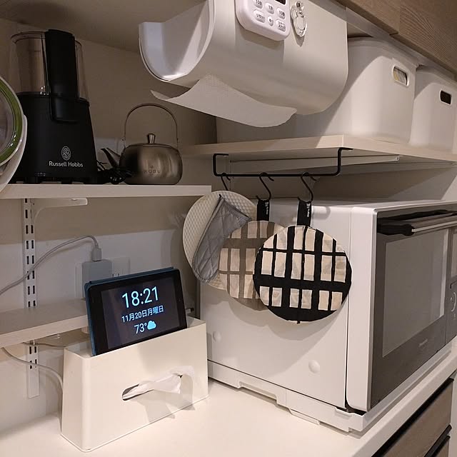 Kitchen,アイアン素材,暮らしを楽しむ,ナチュラルインテリア,キッチン雑貨,キッチン収納,キッチンインテリア,キッチンDIY,キッチン棚DIY,キッチン背面収納,セリア アイアンバー,セリアのフック,まんまる 可愛い,なべしき kkmhの部屋