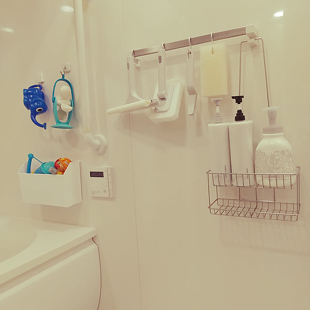 Bathroom,掃除アイデア,1歳児,マンション暮らし,マンションインテリア,子供のいる暮らし,すっきり暮らしたい,4歳,北欧インテリアに憧れる,セリア,レターボックス,お風呂のおもちゃ,おもちゃ収納,無印良品,掃除用品,掛ける収納,シャワーラック,シャンプーラック,スマートホルダー,ロハコ限定,ホワイトインテリア,マグネット Sakuraの部屋