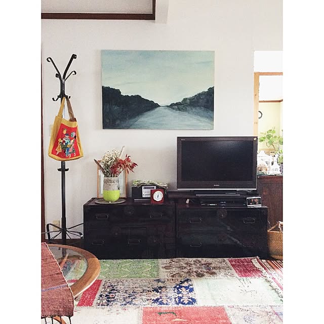 My Shelf,テレビ台,母の手作りバック,和箪笥,中古住宅,ミックススタイル,ミックスインテリア,絵画 Fumikaの部屋