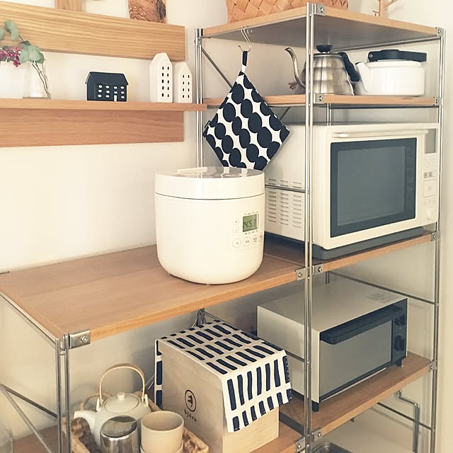 Kitchen,キッチン家電,無印良品 オーブンレンジ,無印良品,マンション暮らし,マンション,北欧,北欧インテリア,マリメッコ,ステンレスユニットシェルフ,お気に入り risako1107の部屋