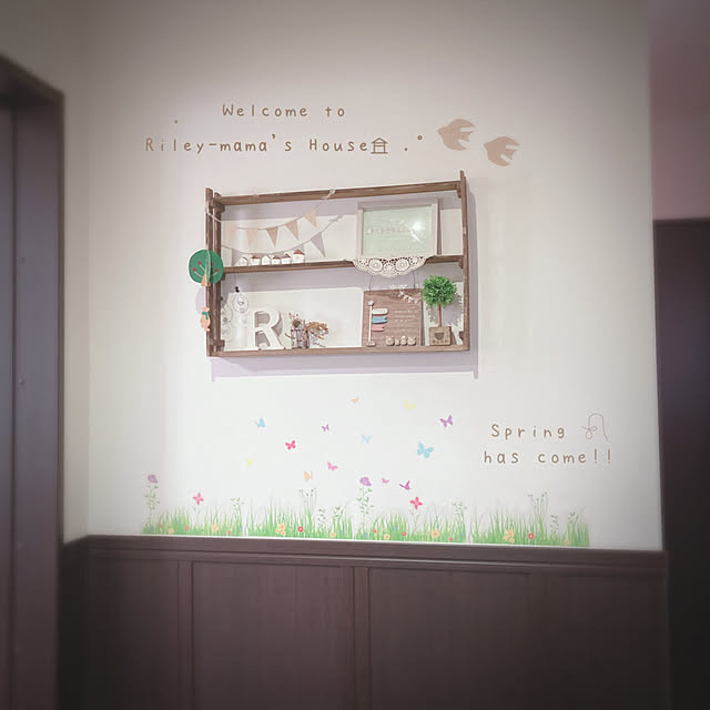 クラフト紙 鳥のモチーフ,アルファベットオブジェ,ちびくまちゃん♡こいのぼり飾り,Daiso,ミニトピアリー,作家さんのイラスト,クラフト紙ガーランド,かる粘土のおうち,春ですね〜,ウォールステッカー　セリア,すのこ棚DIY,ナチュラル,ハンドメイド,ナチュラルインテリア,茶色が好き,minneやってます♩*,seria,Entrance Riley-mama.の部屋