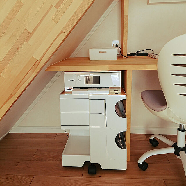 My Desk,階段下スペース,ボビーワゴン2段ホワイト,北欧,造作家具 noritamaの部屋