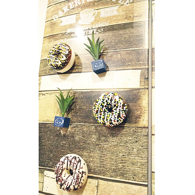 Kitchen,新商品,フォロワーさん500人感謝♡,カフェ風,男前,リアル,香り付き,食品サンプル,海外インテリアに憧れる,LDK,ダイソー,とりあえず欲しいものを何でも作ってみる☆,後ほどゆっくりお邪魔します♡,男前も可愛いも好き,Daiso,実物大,DIY,キャンドゥ,キャンドゥクリアステッカー,セリア,セリアリメイクシート,冷蔵庫,冷蔵庫リメイク annの部屋