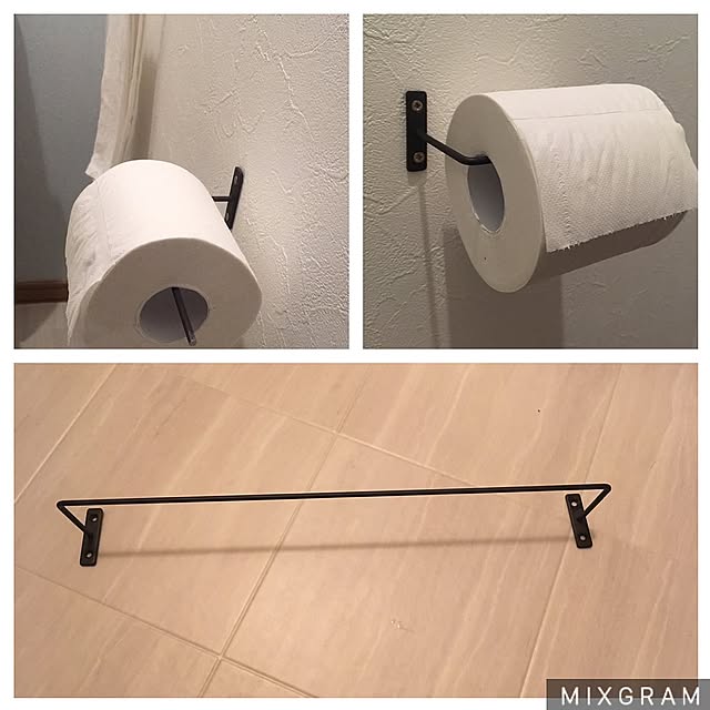 Bathroom,金切鋸,中古を買ってリフォーム,トイレットペーパーホルダー,アイアンバー,セリア,DIY,100均,アクセントクロス ブルー,お金をかけずにインテリア,こどもと暮らす ushitatsuの部屋
