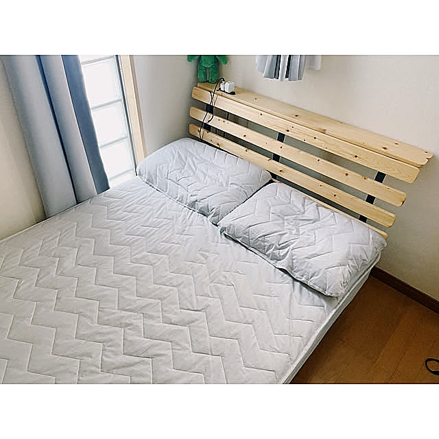 Bedroom,お値段以上ニトリ,敷きパッド一体型ボックスシーツ,Nクールスーパー,Nクール,ニトリ,夏の暮らし準備,2人暮らし,2K,賃貸でも楽しく♪ w_end_0625の部屋