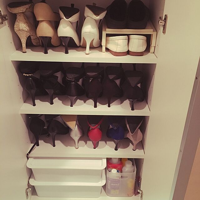 My Shelf,蓋つきボックス,積み重ねボックス,ダイソー,下駄箱,靴,パンプス,100均,フォロー・コメント必ず返します♡ misanchoの部屋