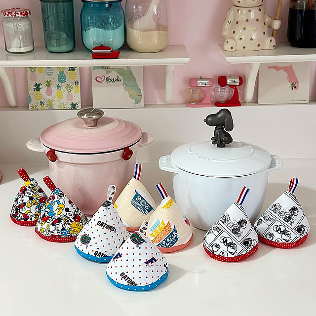 ハンドメイド 春,lecreuset,STAUB,ストウブ,ルクルーゼ,スヌーピー,Kitchen,三角鍋つかみ Kozuの部屋