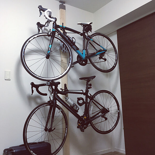 Bedroom,自転車,DIY,2×4,自転車収納,バイクハンガー,自転車壁掛け,ミノウラ,ラブリコ mikomaruの部屋