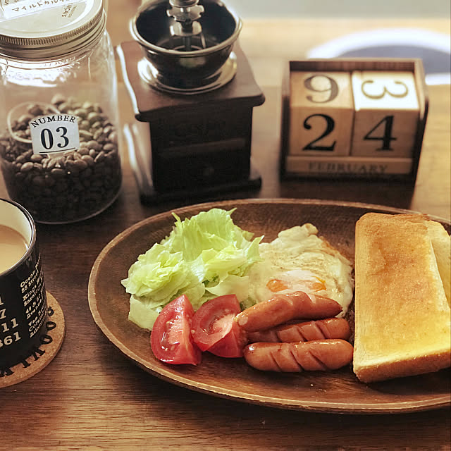 アカシア食器,朝ごはん,廃材利用,お金をかけない,ビンテージワックス,おうちカフェ,カフェ風,木が好き Akipoohの部屋