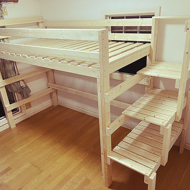 ベッドDIY,ベッド周り,シングルベッド,手作りベッド,ロフトベッド,DIY ベッド,自作ベッド,2x4材,SPF材,Bedroom masanの部屋