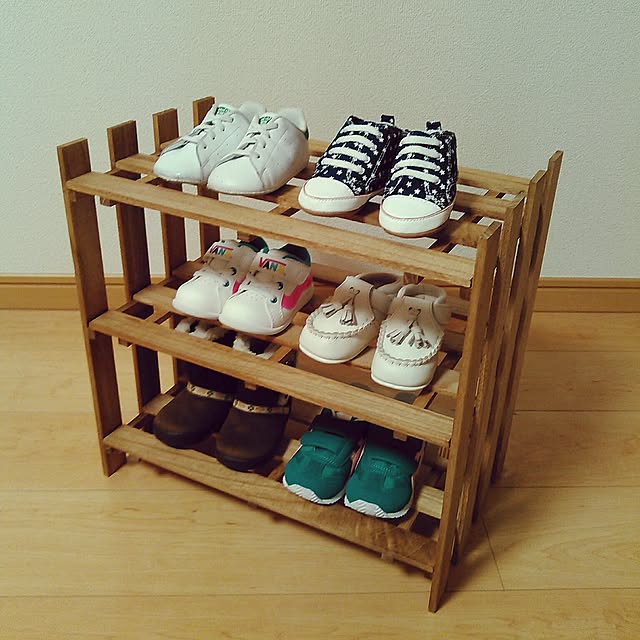 My Shelf,靴棚,DIY,ワトコオイル,オイルステイン,オイルフィニッシュ,シューズラック,すのこ,すのこDIY,子供靴棚,収納 junk_722の部屋