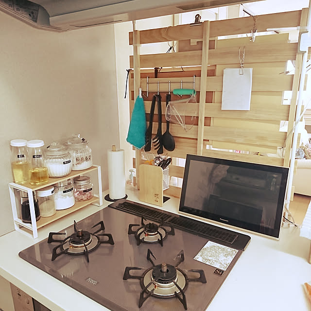 Kitchen,つっぱり棒,ラベリング,ダイモラベル jasmineの部屋