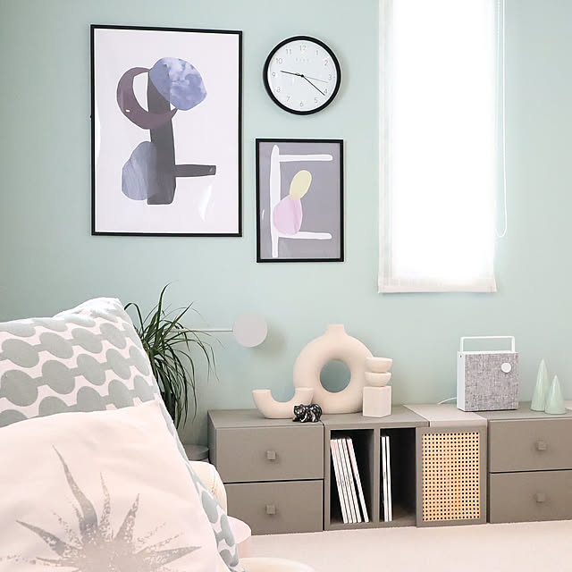 Lounge,新生活,五感が喜ぶお部屋づくり,ルームスタイリスト,ルームスタイリストプロ,H&M HOME,グリーンのある暮らし,パステルカラーインテリア,ルームスタイリストの家,アート,時計,オブジェ Jinaの部屋
